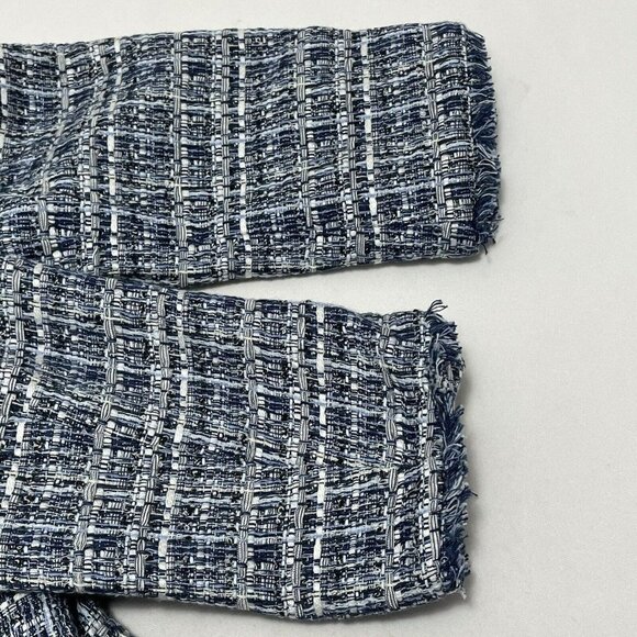 Talbots Tweed Suit Business Jacket Women Size Petite 8P Blue Pocket Grid Modern - Picture 7 of 12